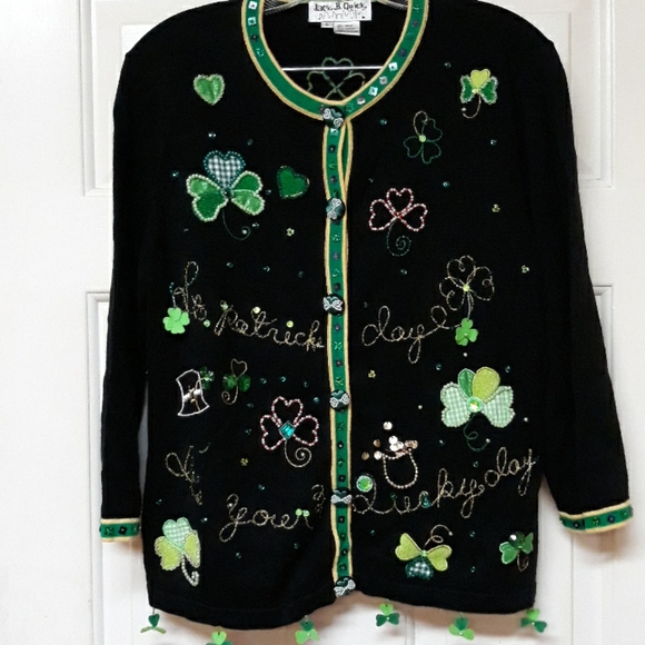 jack b. quick Sweaters - Jack B. Quick St. Patrick's Day Black Cardigan L